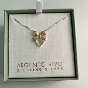 Argento Vivo GoldPlated over Sterling Silver Bow & Heart Necklace